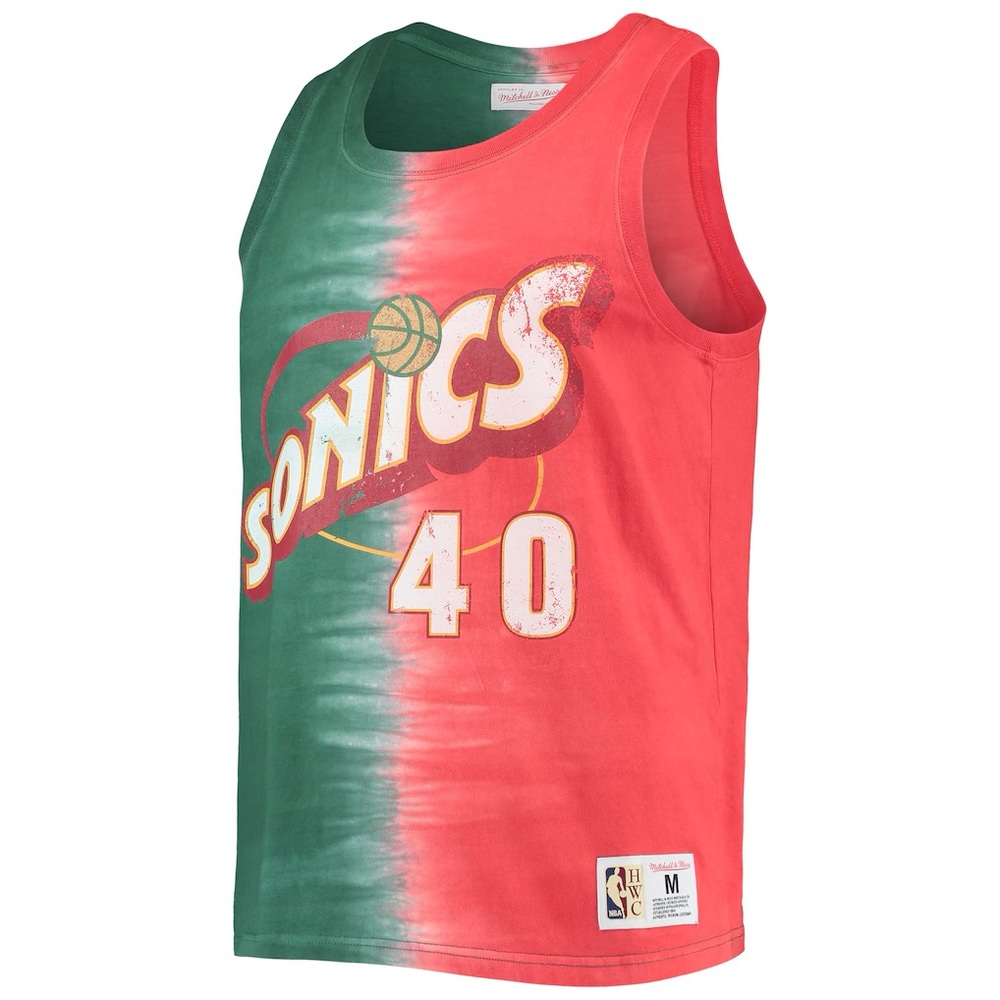NWT - Mitchell & Ness Seattle Super Sonics Shawn Kemp Tie-Dye Tank Top, Size - L